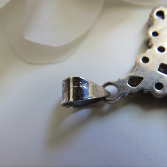 Sterling Silver Antique Gemstone Moissanite Cross - Picture 4 of 4